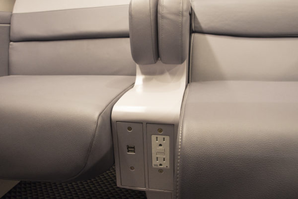 Special features also include, personal outlets, USB ports and adjustable 
reading lights at every seat.