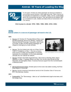 thumbnail of Amtrak 50th Anniversary – Historic Timeline_Fact Sheet_050721