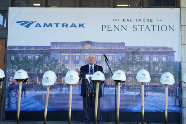 Senator Cardin speaks to the crowd in Baltimore at the groundbreaking event on Oct. 22, 2021.
