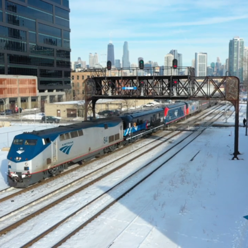 Amtrak "Empire Builder" leaving Chicago