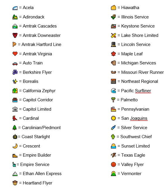 Route emoji list (003) - Amtrak Media