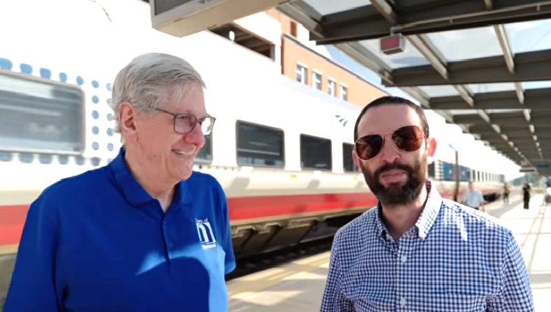 Mayor Chris Koos with Amtrak VP Ken Altman