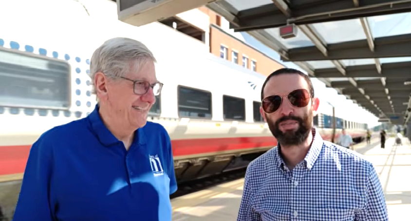 Mayor Chris Koos with Amtrak VP Ken Altman