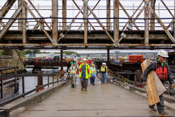 Amtrak hosted over 400 students for a tour of the Connecticut River Bridge Replacement Project